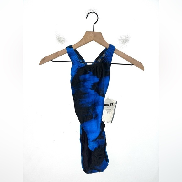 SPEEDO Racing Blue and Black NWT Bathing Suit Size 26 - Picture 1 of 5